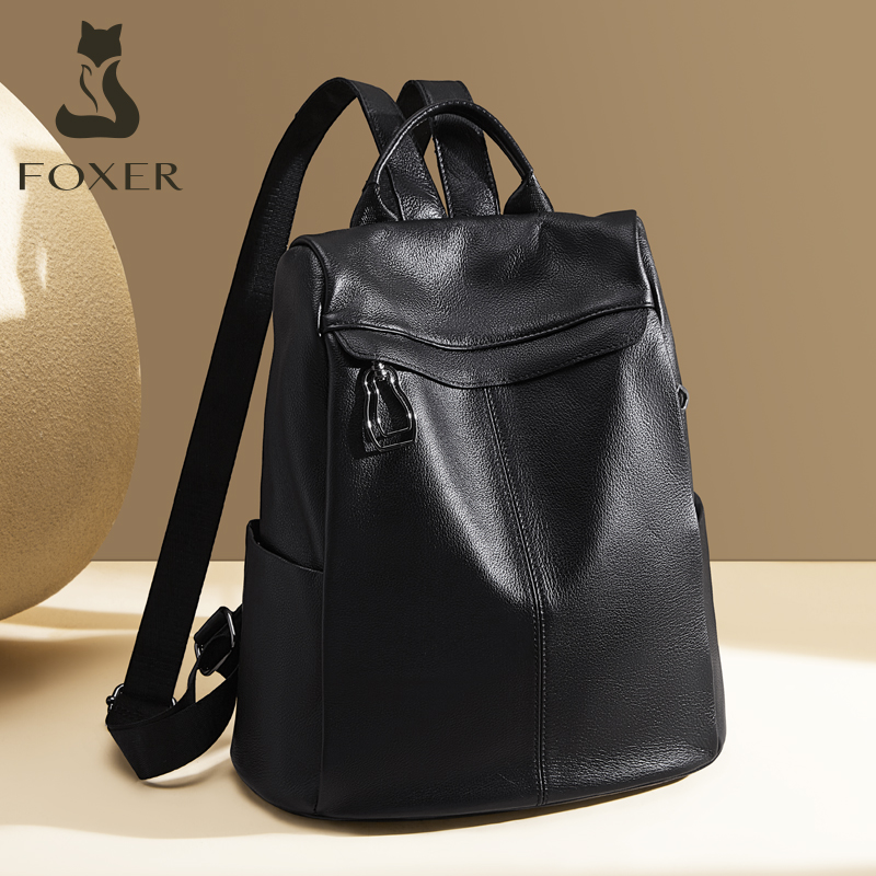 Travel Backpack Anti Theft - Mochila FOXER de cuero genuino para