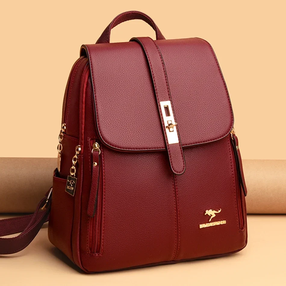 Leather Backpack Vintage - Mochila de cuero de gran capacidad